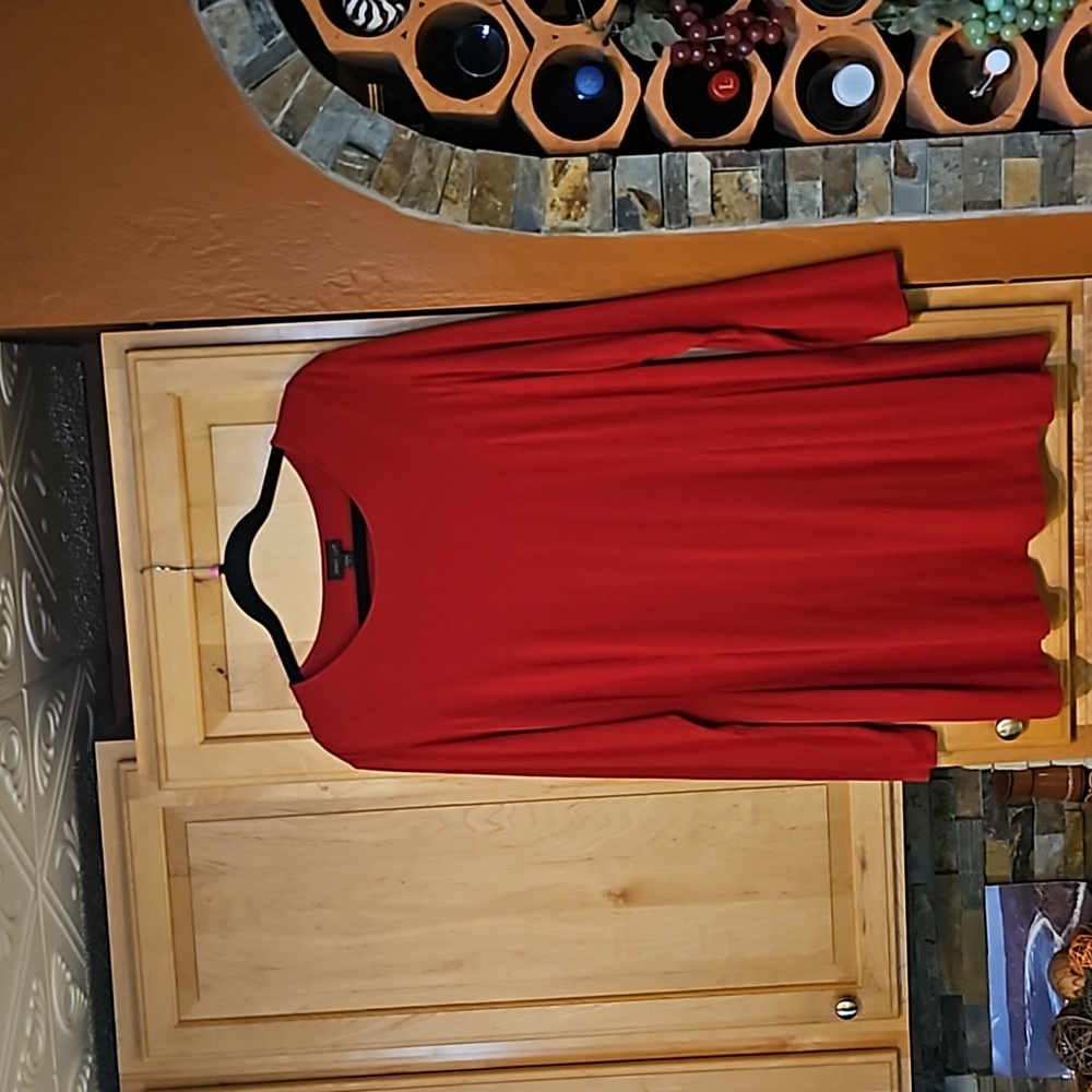 J. Jill Wearever Collection Red Long Sleeve Tunic Top